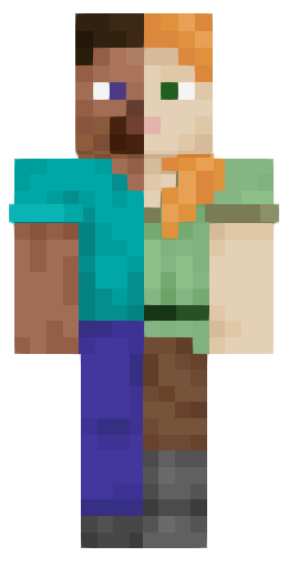 Half Steve Half Alex Minecraft Skin