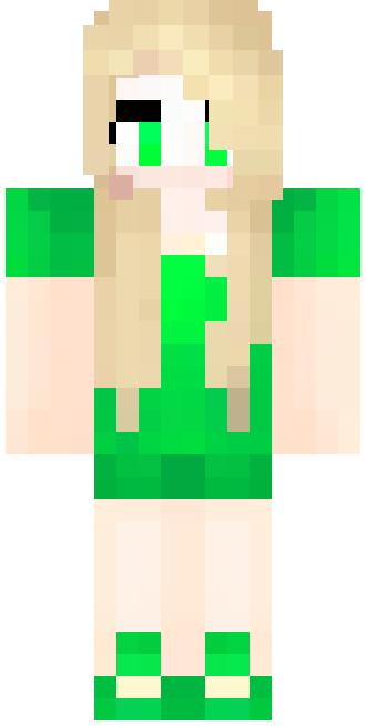 A girl in a green dress skin